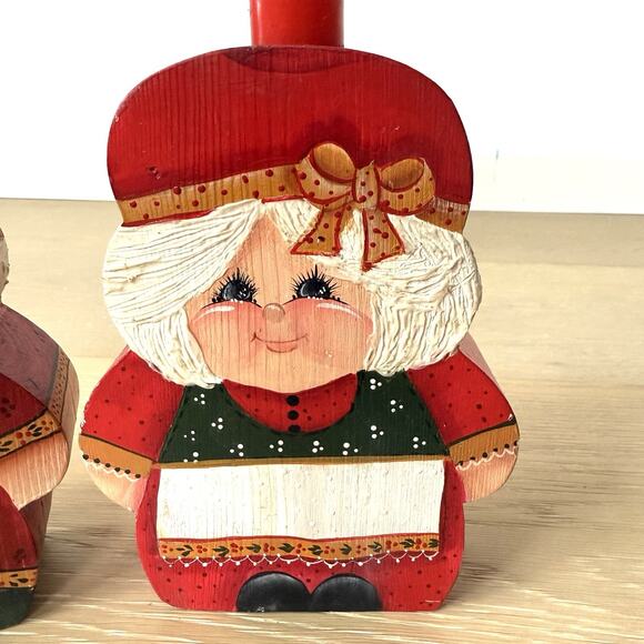 Vintage Santa Mrs Claus Scandinavian Tomte Folk Art Candle Holders Christmas - Picture 7 of 11
